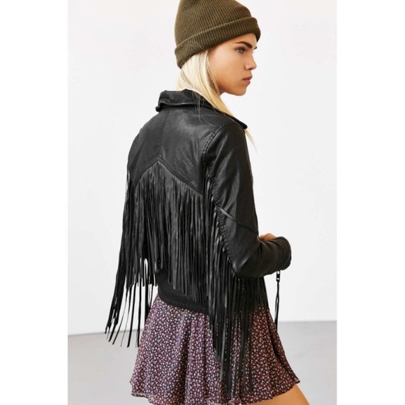 Blank NYC Jackets & Blazers - BLANK NYC Black Fringe Moto Jacket